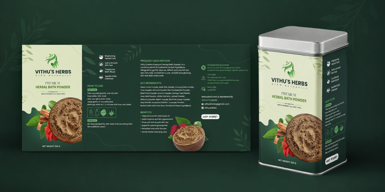 Vithu's Herbs - Packaging Design & Brand Enhancement